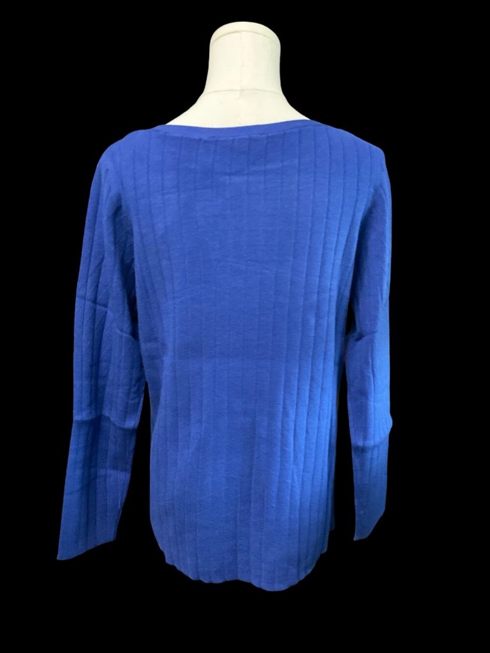 Blue Ribbed Knit Sweater - Picture 3 of 4